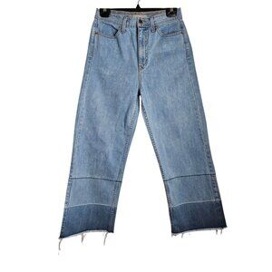 Nasty Gal Womens Wide Leg High-Waist Cropped Denim Jeans With Raw Hem Size 27
